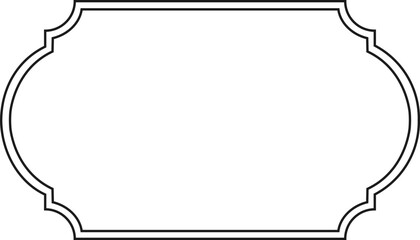Poster - Elegant black horizontal decorative frame with rounded and notched edges creating a classic and sophisticated design, suitable for various design projects