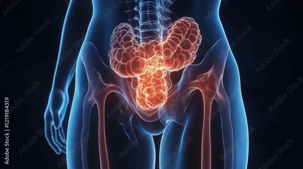 Medical Illustration: Human Sigmoid Colon Anatomy Stock Illustration ...