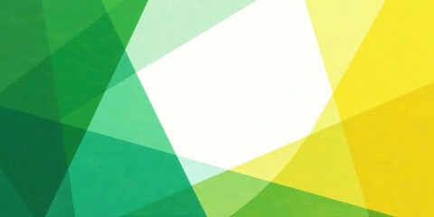 Fototapete - Abstract Design Featuring Overlapping Green and Yellow Polygons with Central White Space