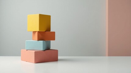 Aufkleber - Pastel-colored blocks stacked in a minimalist composition against a neutral backdrop, creating a visually appealing and balanced arrangement.