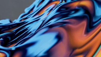 Poster - Abstract fluid art with vibrant blue and orange swirls, dynamic motion concept