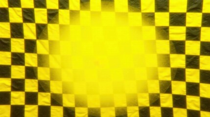 Poster - Bright Yellow and Black Checkered Fabric with Central Light Source