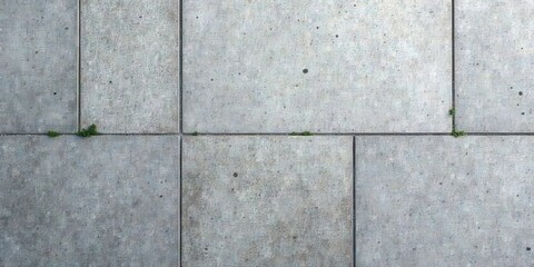 Poster - Overhead View of a Light Grey Stone Pavement with Small Plants Emerging Through the Cracks