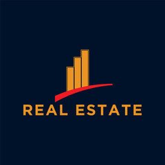 Wall Mural - Printreal estate logo concept. minimalist real estate logo. architecture building logo design in yellow with red stripe. good for building logo, apartment.