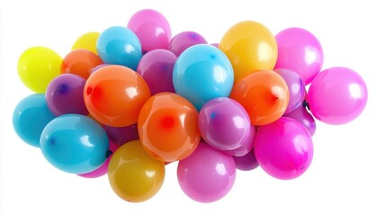 Wall Mural - A bunch of colorful balloons floating in the air, with a white background, on a white isolated background