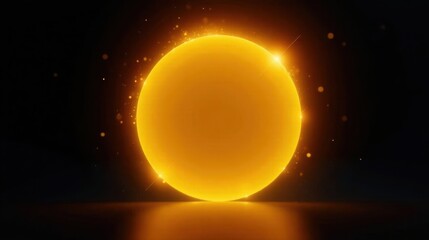 Aufkleber - Luminous Orb Illuminating a Dark Void with Golden Glimmering Particles