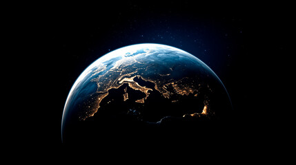 Wall Mural - view from space on the planet earth. cosmos space. view from orbit. night on the planet. atmosphere.