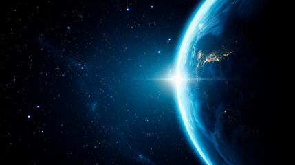 Wall Mural - view from space on the planet earth. cosmos space. view from orbit. night on the planet. atmosphere.