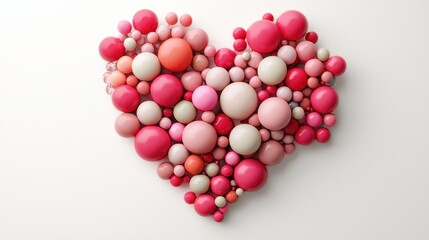 Poster - Detailed 3D Render of Heart Shaped Design Made with Colorful Spheres and Glistening Elements