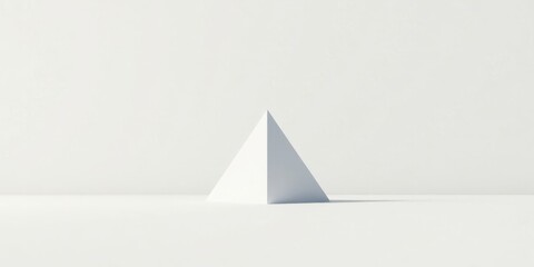 Aufkleber - Single White Pyramid on a Plain White Surface, a Minimalist Geometric Shape Illustration Representing Simplicity and Purity, Ideal for Abstract Design Projects