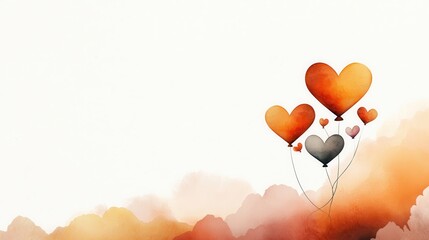 Poster - Whimsical Heart Balloon Design Featuring Warm Colors and Soft Textures for Creative Projects