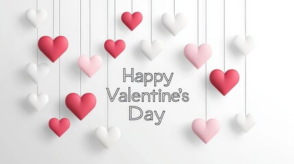 Poster - Elegant Design of Hanging Hearts for Happy Valentine's Day Celebration and Festive Decoration