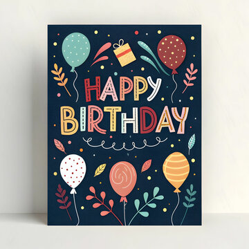 happy birthday card with typography vector