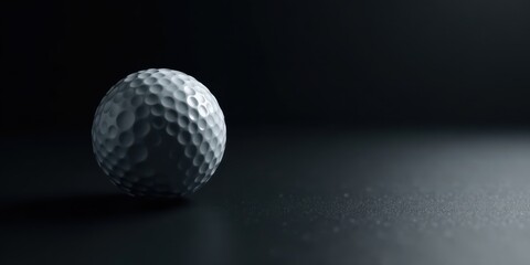 Poster - Close-up view of a single dimpled sphere resting on a dark surface