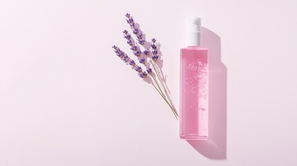 Wall Mural - A bottle of premium rosewater toner, placed next to a sprig of lavender