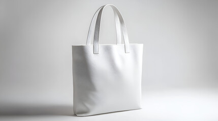 Wall Mural - Blank white tote bag on a neutral background. Perfect for branding or mockup designs.