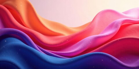 Fototapete - Abstract Colorful Fabric Draped in Serene Waves, a Vibrant and Textured Background for Design Projects