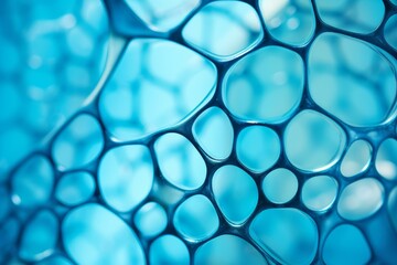 Fototapete - Microscopic view showcasing a complex network of interconnected blue cells, forming an intricate and organic pattern