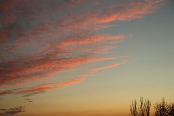 Wall Mural - picturesque view of sky with beautiful clouds at sunset