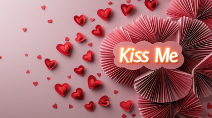Poster - Creative Pastel Pink Layout with Heart Shapes and 