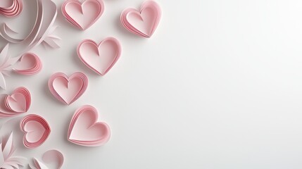 Poster - Minimalist Continuous Line Art Creating Beautiful Heart Shapes in Soft Pink Colors on Clean White Background