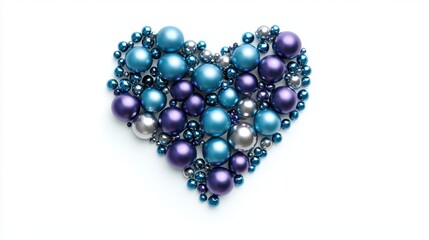 Poster - Heart-Shaped Design with Vibrant Spheres in Blue and Purple Tones for Creative Projects and Backgrounds