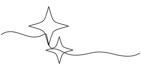 Poster - Hand drawn doodle star in continuous line art style. Single line vector illustration, editable stroke, One line  Drawing or illustration of a star, Star Shapes Continuous Line Icon, Christmas star. 