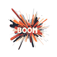 Leinwandbilder - A stylized graphic depicting a boom explosion with radiating orange and black shapes.