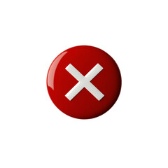Poster - A glossy red circle button features a prominent white cross symbol commonly used to indicate cancellation or negation.