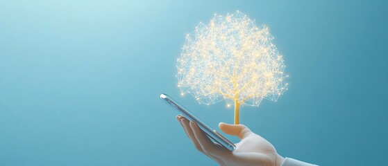 Poster - A highdefinition 3D render of a businessman s hand holding a smartphone