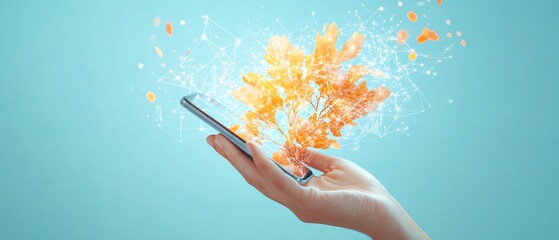 Poster - A highdefinition 3D render of a businessman s hand holding a smartphone
