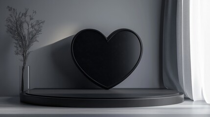 Aufkleber - Valentine's Day greeting card with heart on 3D podium. Generated AI