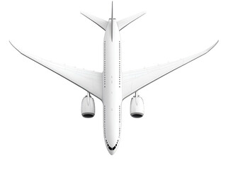 isolated top view of white airplane