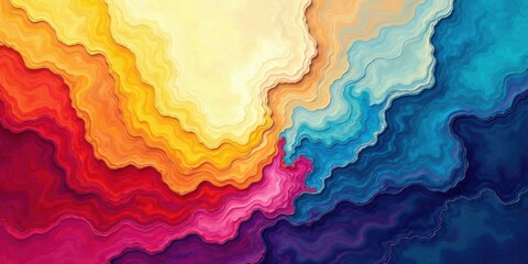 Leinwandbilder - Abstract Colorful Wavy Pattern Design with Vibrant Hues and Textured Layers for Artistic Backgrounds