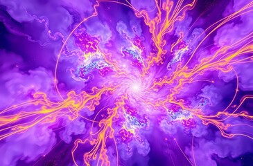 Wall Mural - Cosmic Galaxy Explosion - Vibrant Purple Nebula in Deep Space
