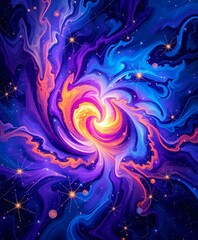 Wall Mural - Vibrant Cosmic Galaxy Explosion - Swirling Nebulae and Stardust