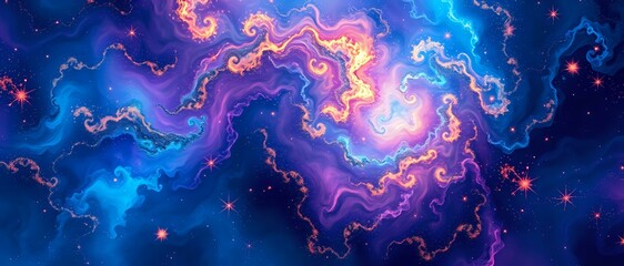 Wall Mural - Cosmic Galaxy Explosion - Vibrant Purple Blue Nebula
