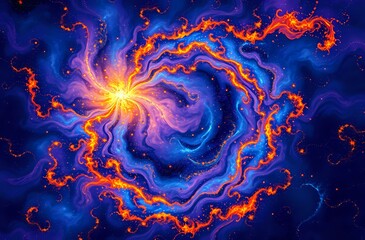 Wall Mural - Cosmic Turbulence: Vibrant Galaxy Landscape