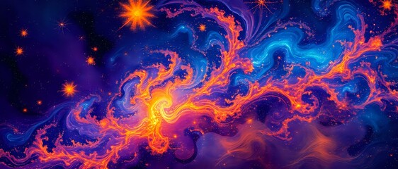 Wall Mural - Cosmic Galaxy Explosion at Dusk - Vibrant Night Sky Wallpaper