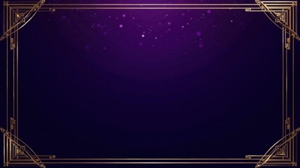Aufkleber - Deep Purple Background with Elegant Golden Art Deco Frame and Subtle Sparkle