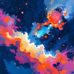 Wall Mural - Cosmic Galaxy Swirl: Vibrant Night Sky Artwork