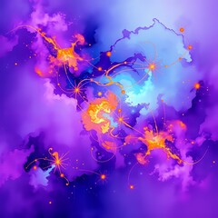 Wall Mural - Cosmic Explosion in a Vibrant Purple Galaxy