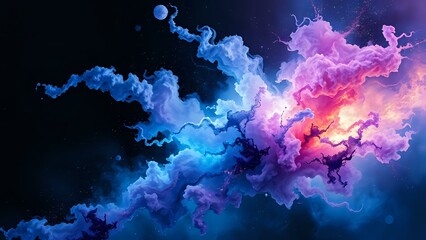 Wall Mural - Cosmic Explosion: Vibrant Nebula in Deep Space