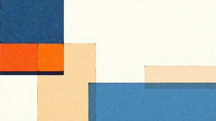 Poster - Abstract Composition Featuring Overlapping Rectangles in Earthy Tones and Shades of Blue