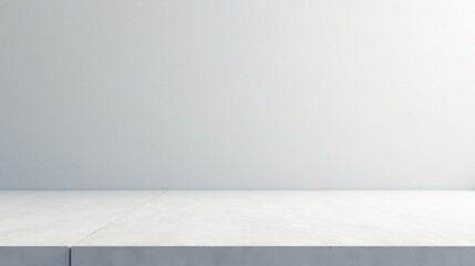 Poster - Clean Minimalist Studio Setting with a Smooth Concrete Surface and a Bright White Wall Ideal for Product Display or Composition Background