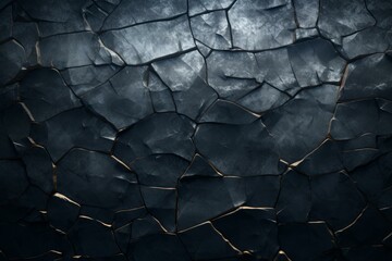 Poster - Intricate network of cracks forming a mesmerizing abstract pattern on dark rock surface