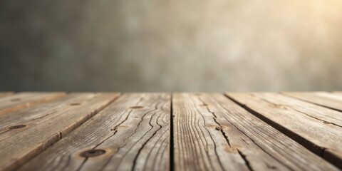 Poster - Rustic Weathered Wooden Surface with a Soft, Blurred Background Ideal for Product Displays and Mockups