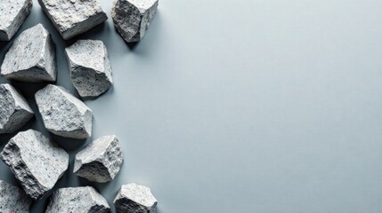 Fototapete - A serene arrangement of rough-hewn stones against a muted backdrop provides ample space for text or design elements.