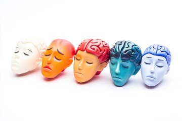 Wall Mural - a group of colorful heads with faces on a white surface