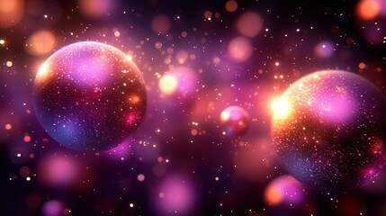 Sticker - Glittering spheres glow, cosmic bokeh background, festive design